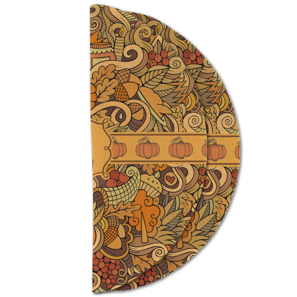 Thanksgiving Round Linen Placemats - HALF FOLDED (double sided)