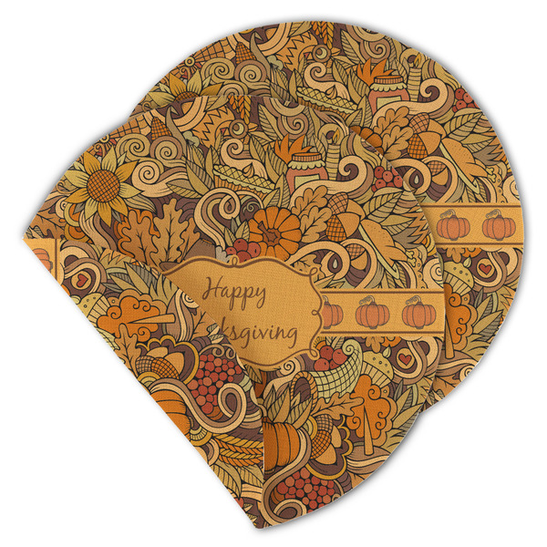 Custom Thanksgiving Round Linen Placemat - Double Sided - Set of 4