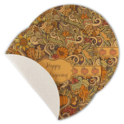 Thanksgiving Round Linen Placemat - Single Sided - Set of 4