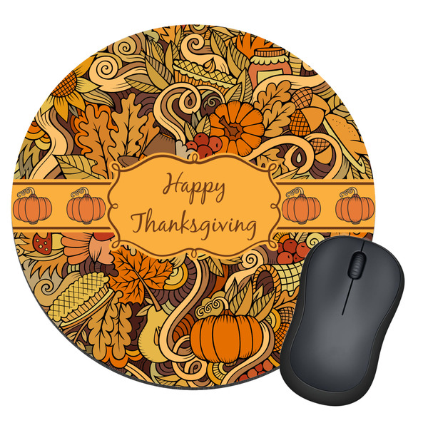 Custom Thanksgiving Round Mouse Pad (Personalized)