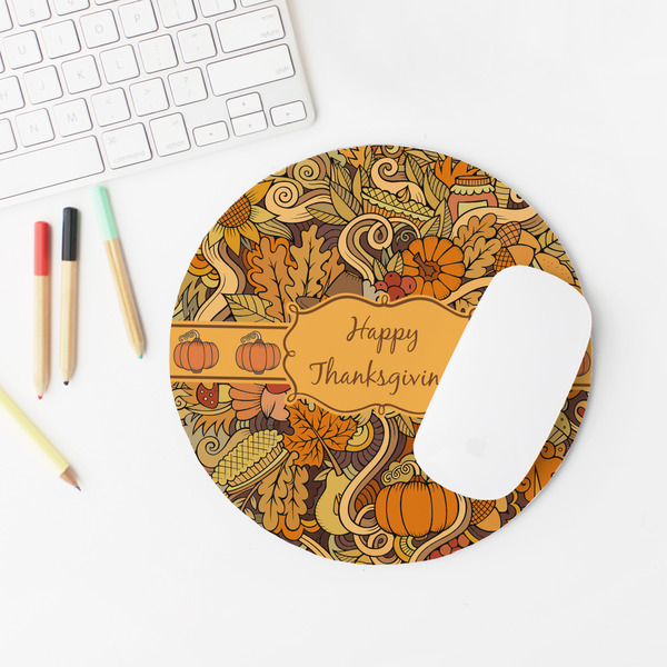 Thanksgiving Round Mousepad - LIFESTYLE 2