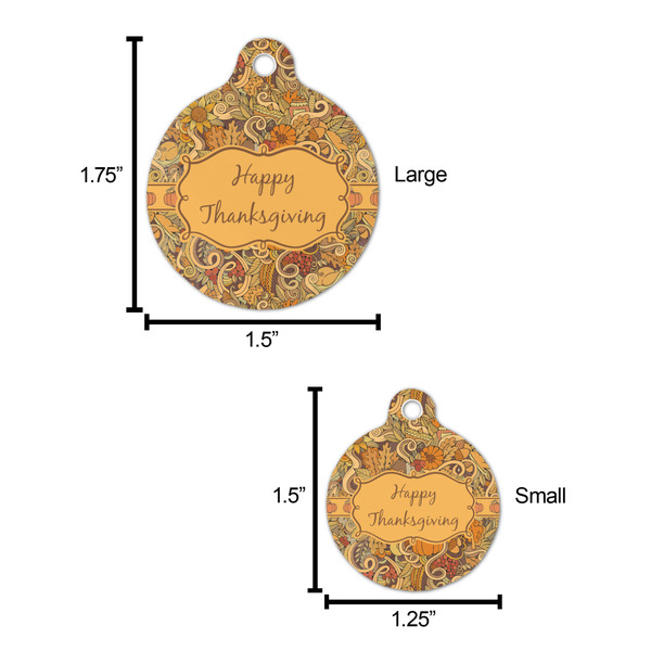 Thanksgiving Round Pet ID Tag - Large - Comparison Scale