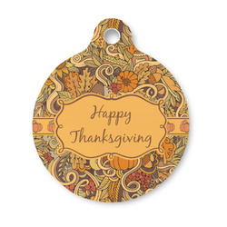 Thanksgiving Round Pet ID Tag - Small