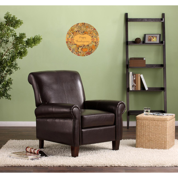 Thanksgiving Round Wall Decal on Living Room Wall