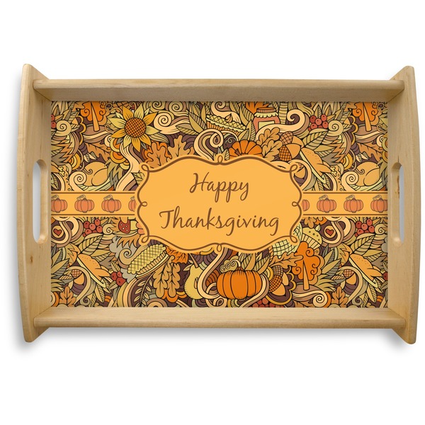 Custom Thanksgiving Natural Wooden Tray - Small (Personalized)