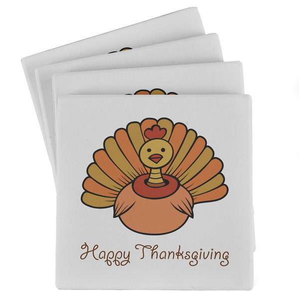Custom Thanksgiving Absorbent Stone Coasters - Set of 4