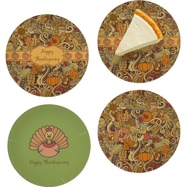 Custom Thanksgiving Set of 4 Glass Appetizer / Dessert Plate 8" (Personalized)