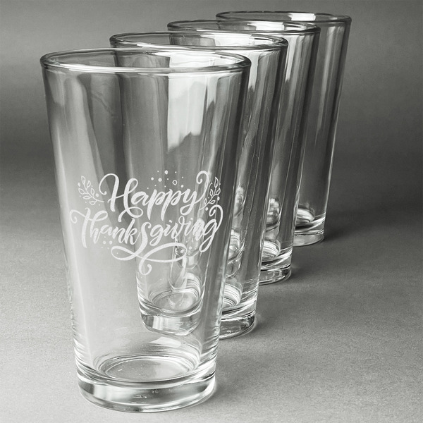 Custom Thanksgiving Pint Glasses - Engraved (Set of 4)