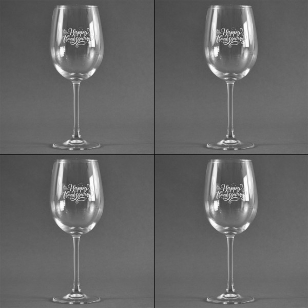 Thanksgiving Set of Four Personalized Wineglasses (Approval)