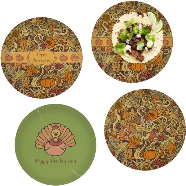 Custom Thanksgiving Set of 4 Glass Lunch / Dinner Plate 10" (Personalized)