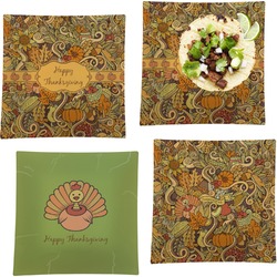 Thanksgiving Set of 4 Glass Square Lunch / Dinner Plate 9.5" (Personalized)