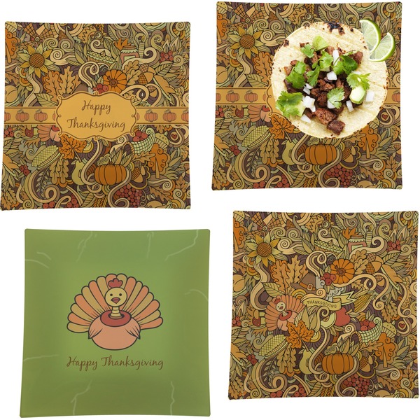 Thanksgiving Set of Square Dinner Plates