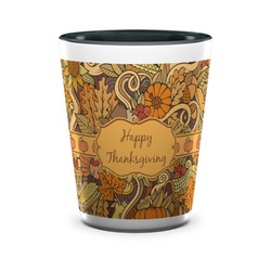 Thanksgiving Ceramic Shot Glass - 1.5 oz - Two Tone - Set of 4