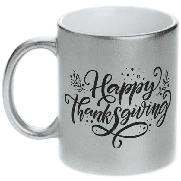 Custom Thanksgiving Metallic Silver Mug