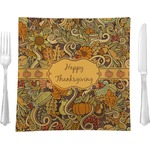 Thanksgiving 9.5" Glass Square Lunch / Dinner Plate- Single or Set of 4 (Personalized)