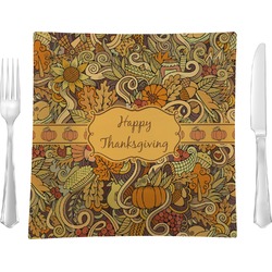 Thanksgiving 9.5" Glass Square Lunch / Dinner Plate- Single or Set of 4 (Personalized)