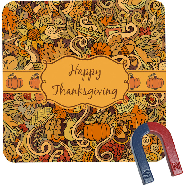 Custom Thanksgiving Square Fridge Magnet (Personalized)