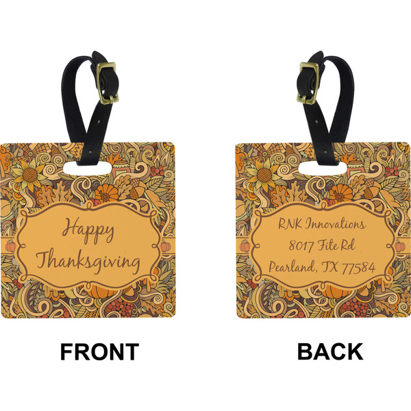 Thanksgiving Square Luggage Tag (Front + Back)