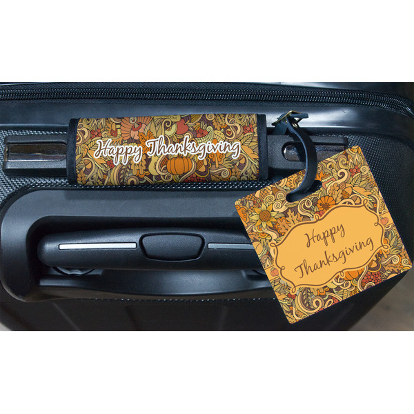 Thanksgiving Square Luggage Tag & Handle Wrap - In Context