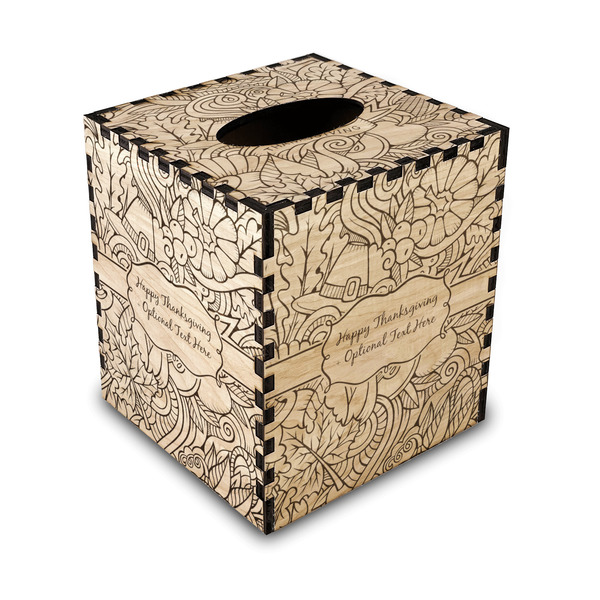 Custom Thanksgiving Wood Tissue Box Cover - Square
