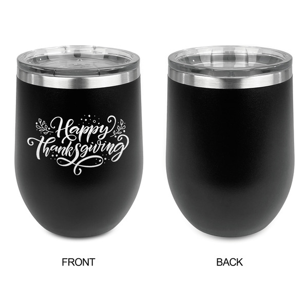 Thanksgiving Stainless Wine Tumblers - Black - Single Sided - Approval