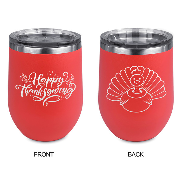 Thanksgiving Stainless Wine Tumblers - Coral - Double Sided - Approval