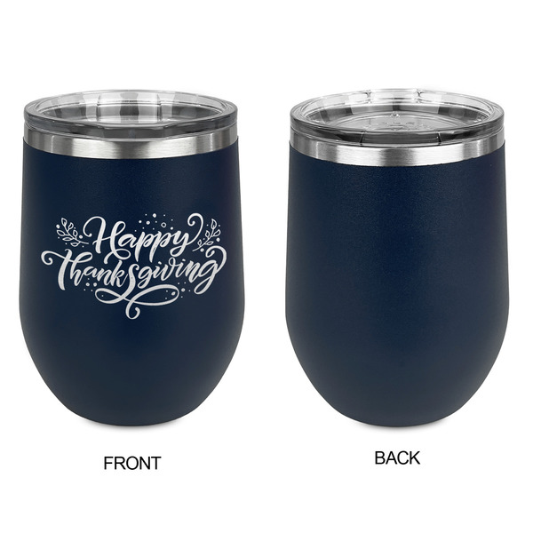 Thanksgiving Stainless Wine Tumblers - Navy - Single Sided - Approval