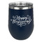 Thanksgiving Stemless Stainless Steel Wine Tumbler - Navy - Single Sided