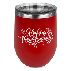 Thanksgiving Stemless Stainless Steel Wine Tumbler - Red - Double Sided