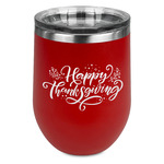 Thanksgiving Stemless Stainless Steel Wine Tumbler - Red - Single Sided