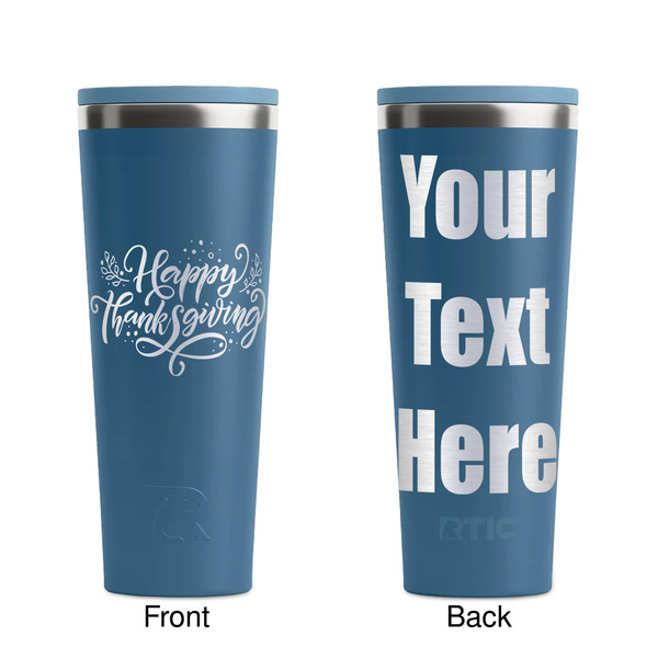 Thanksgiving Steel Blue RTIC Everyday Tumbler - 28 oz. - Front and Back