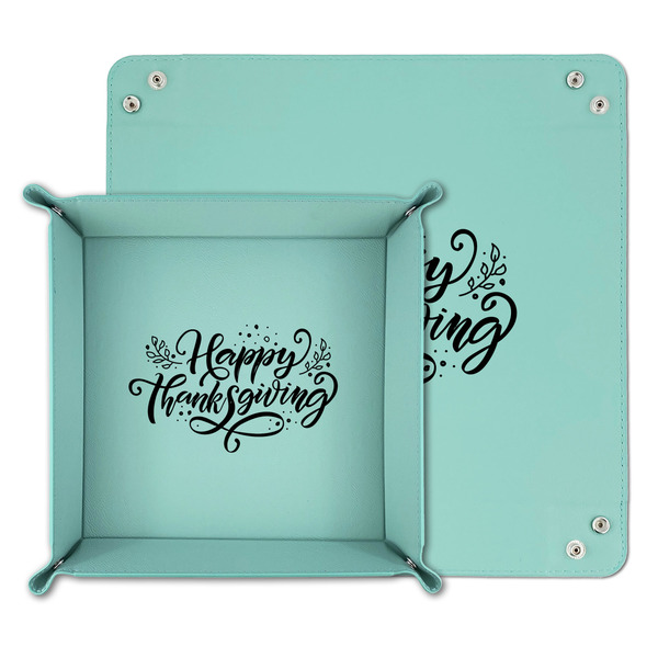 Thanksgiving Teal Faux Leather Valet Trays - PARENT MAIN
