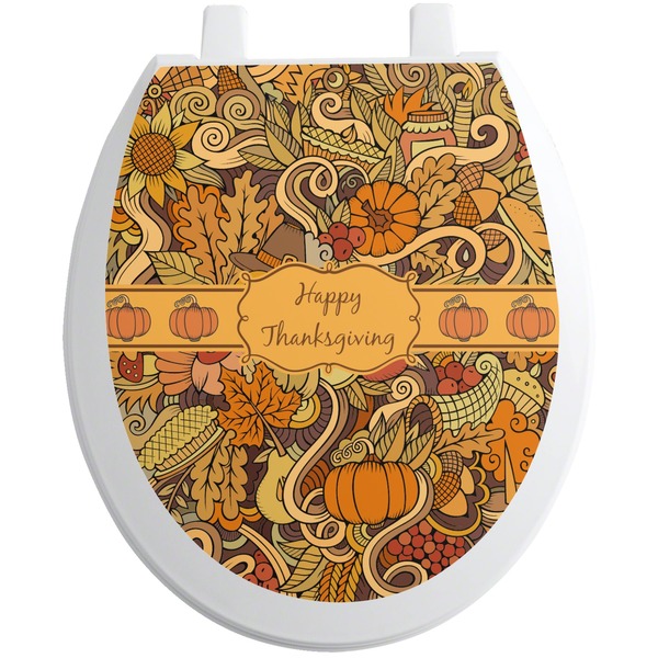 Custom Thanksgiving Toilet Seat Decal - Round (Personalized)