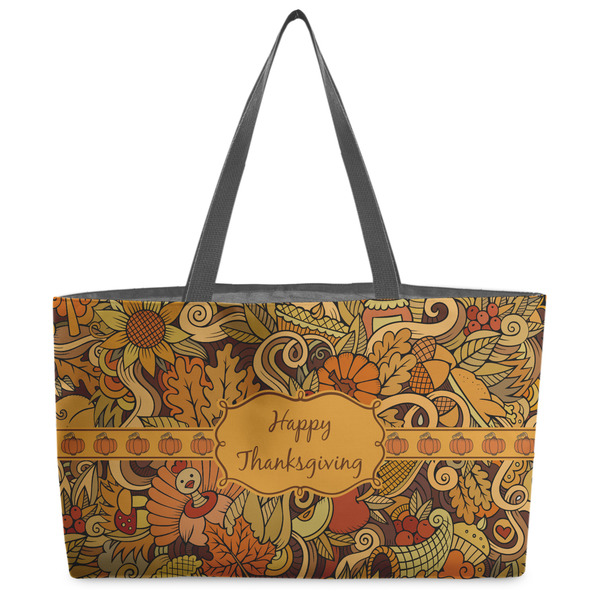 Custom Thanksgiving Beach Totes Bag - w/ Black Handles
