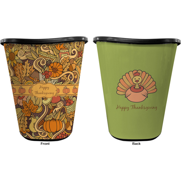 Thanksgiving Trash Can Black - Front and Back - Apvl