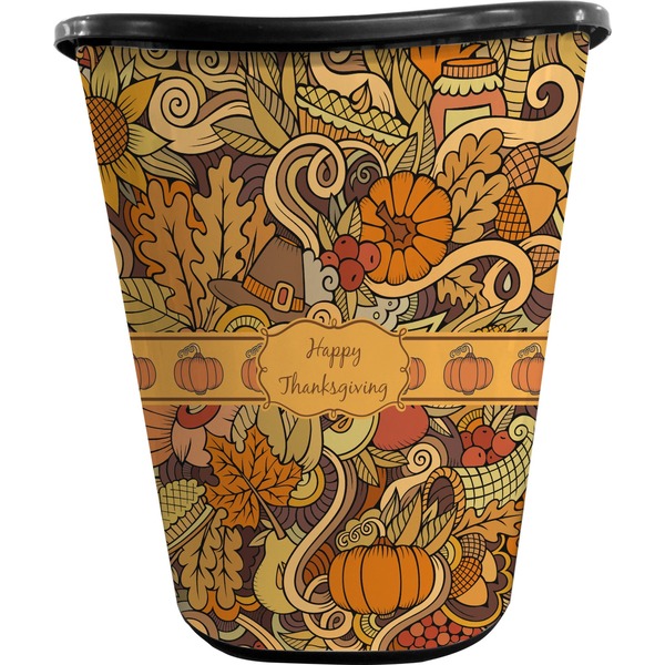 Custom Thanksgiving Waste Basket - Double Sided (Black) (Personalized)