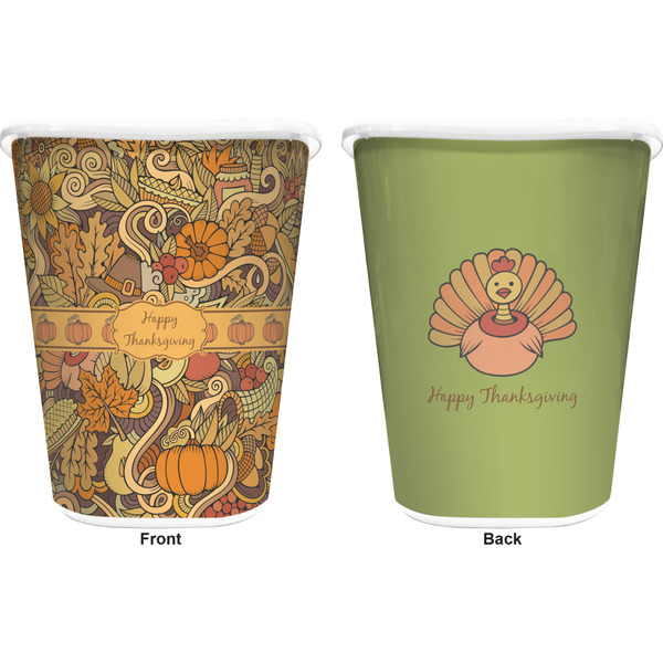 Thanksgiving Trash Can White - Front and Back - Apvl