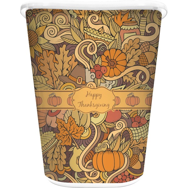Custom Thanksgiving Waste Basket - Double Sided (White) (Personalized)