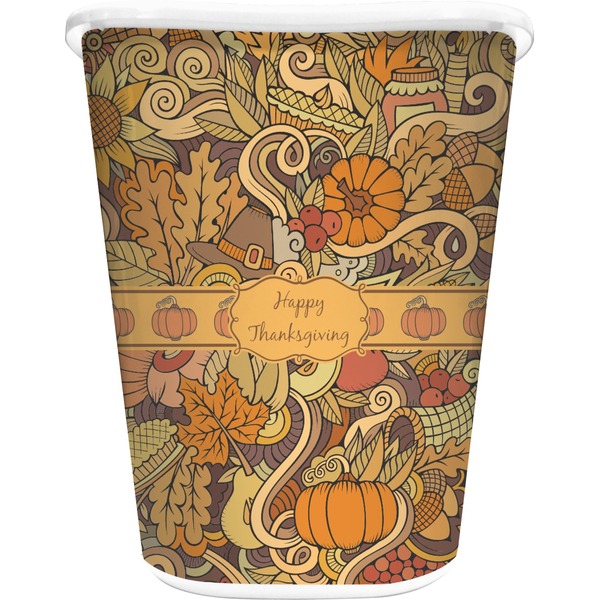 Custom Thanksgiving Waste Basket - Single Sided (White) (Personalized)