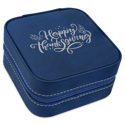 Thanksgiving Travel Jewelry Box - Navy Blue Leather