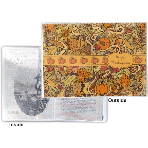 Thanksgiving Vinyl Passport Holder - Flat Front and Back