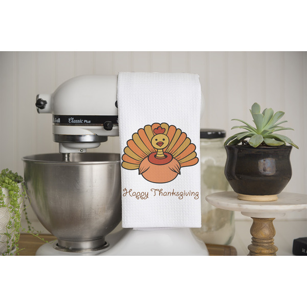 Thanksgiving Waffle Weave Towel - Lifestyle - Partial Print