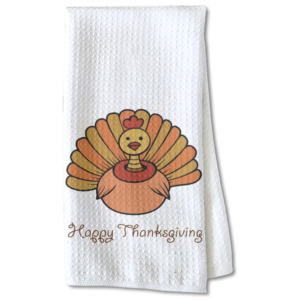 Custom Thanksgiving Kitchen Towel - Waffle Weave - Partial Print