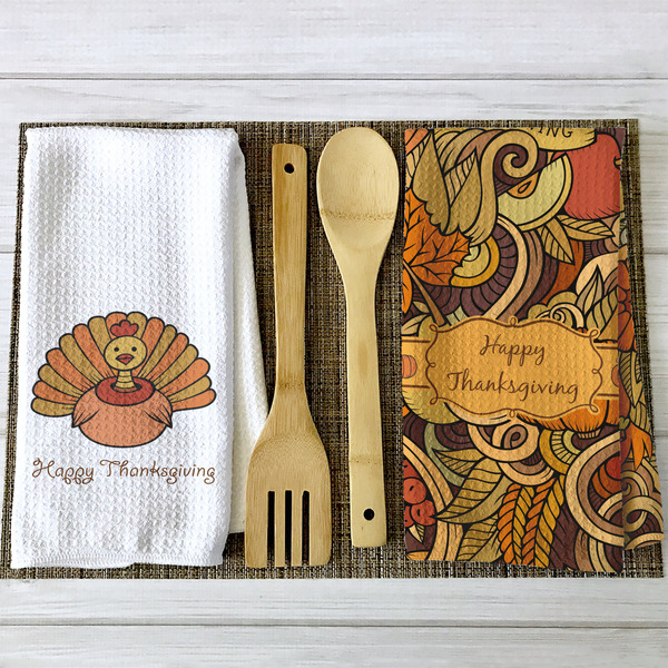 Thanksgiving Waffle Weave Towels - 2 Print Styles