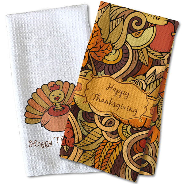 Thanksgiving Waffle Weave Towels - Two Print Styles