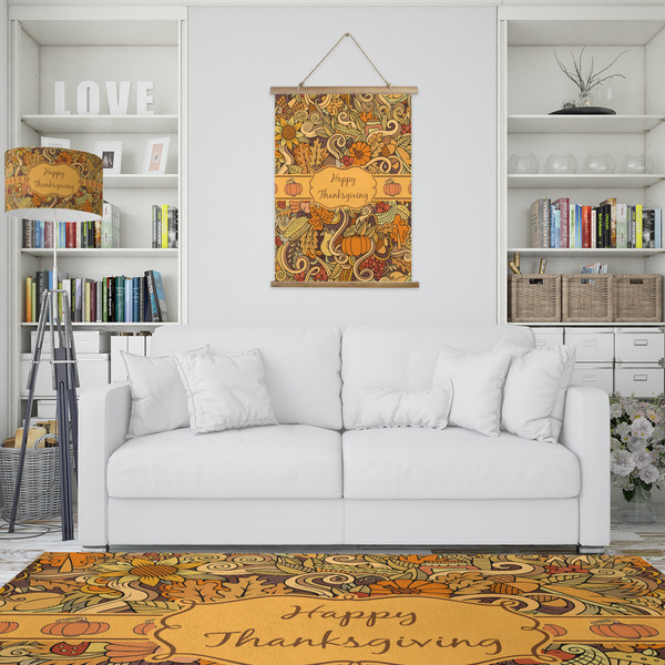 Thanksgiving Wall Hanging Tapestry - Portrait - IN CONTEXT