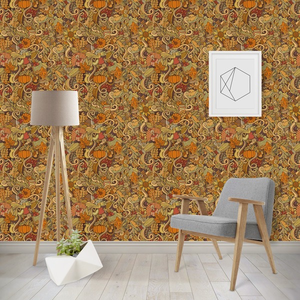 Custom Thanksgiving Wallpaper & Surface Covering (Water Activated - Removable)