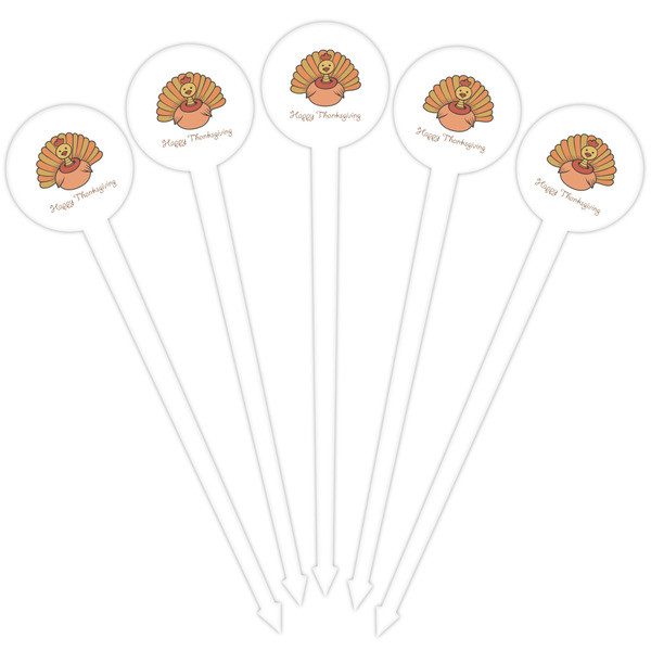 Thanksgiving White Plastic 4" Food Pick - Round - Fan View