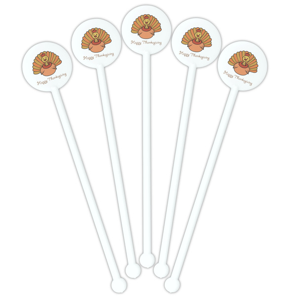 Thanksgiving White Plastic 5.5" Stir Stick - Fan View