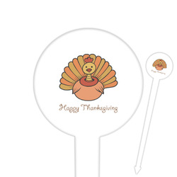 Thanksgiving 6" Round Plastic Food Picks - White - Double Sided